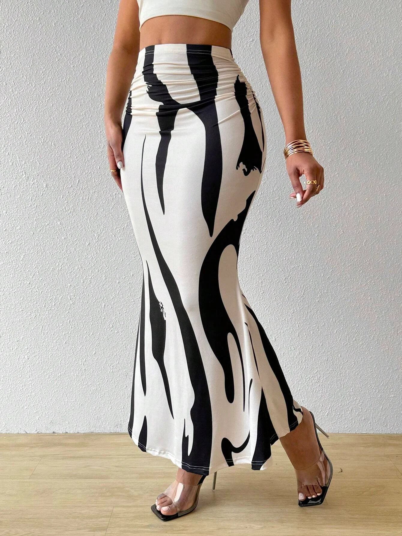 Women'S Summer Printed Pleated Skirt