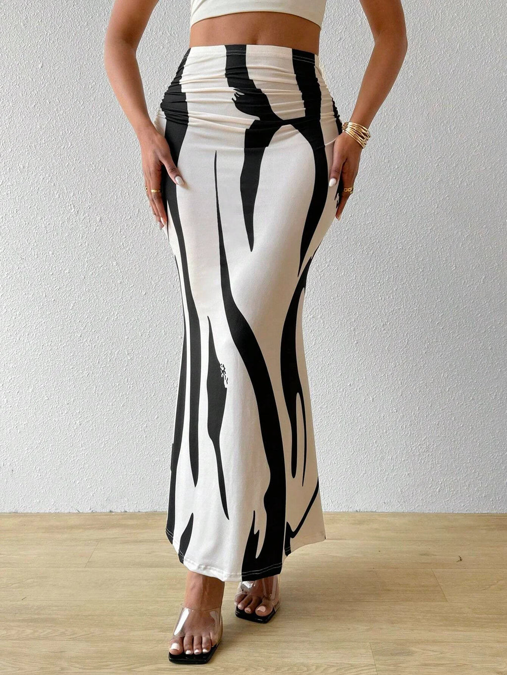 Women'S Summer Printed Pleated Skirt