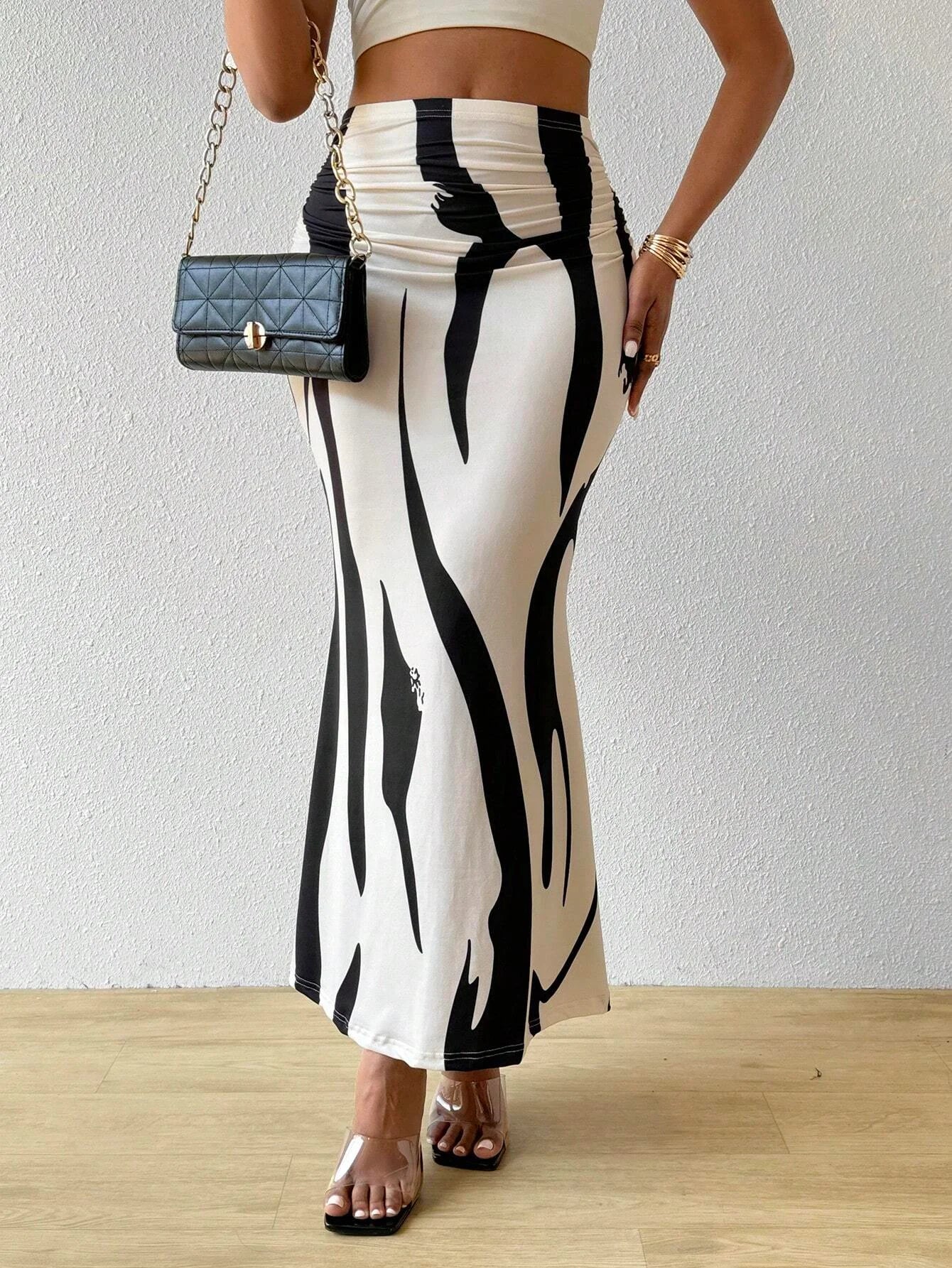 Women'S Summer Printed Pleated Skirt