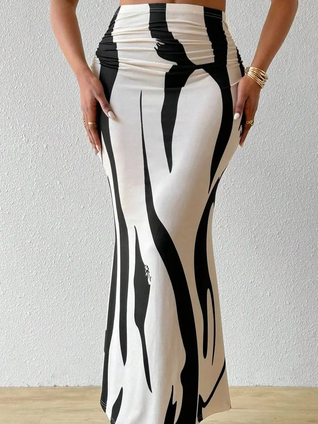 Women'S Summer Printed Pleated Skirt